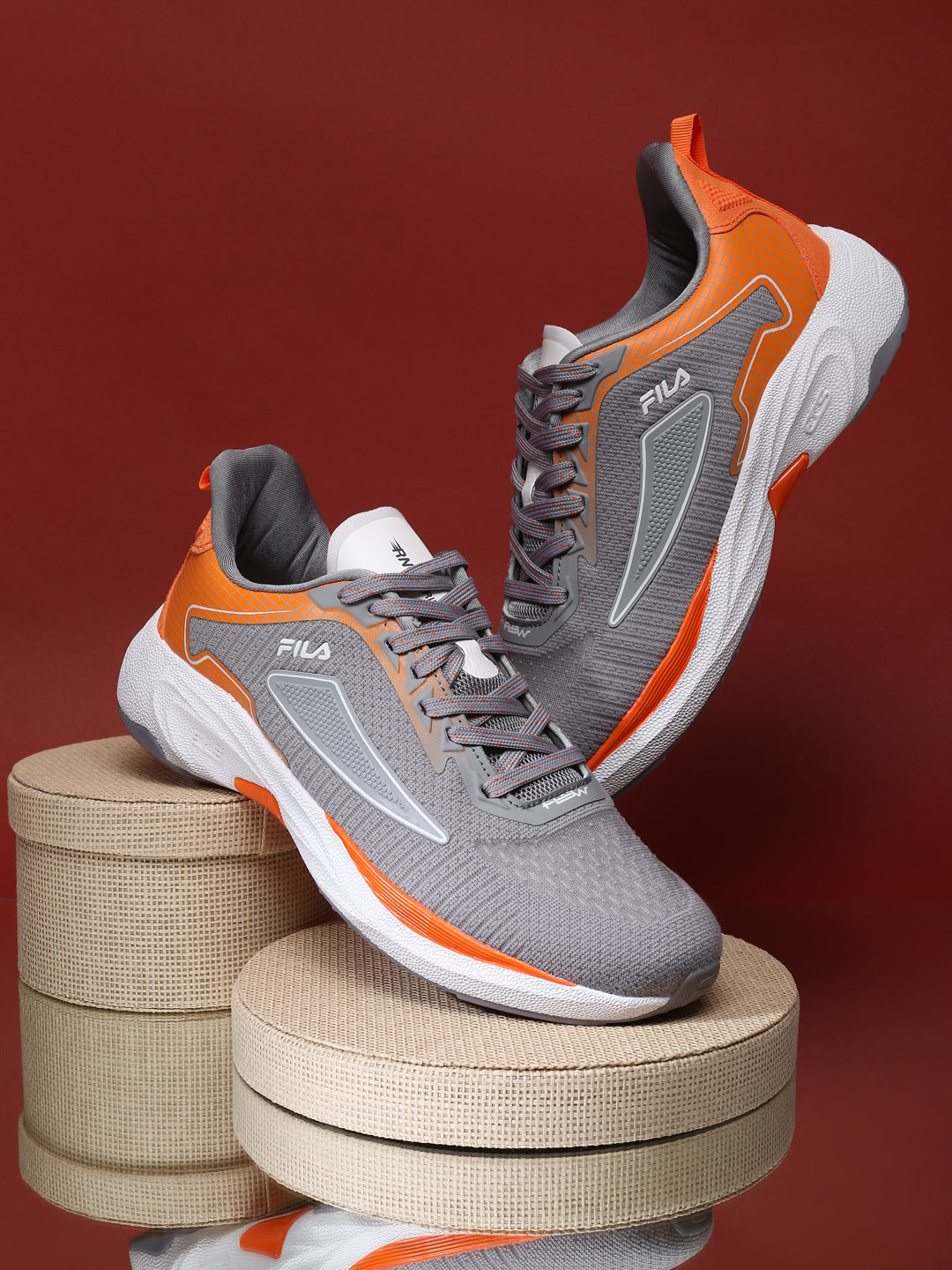 fila grey and orange shoes