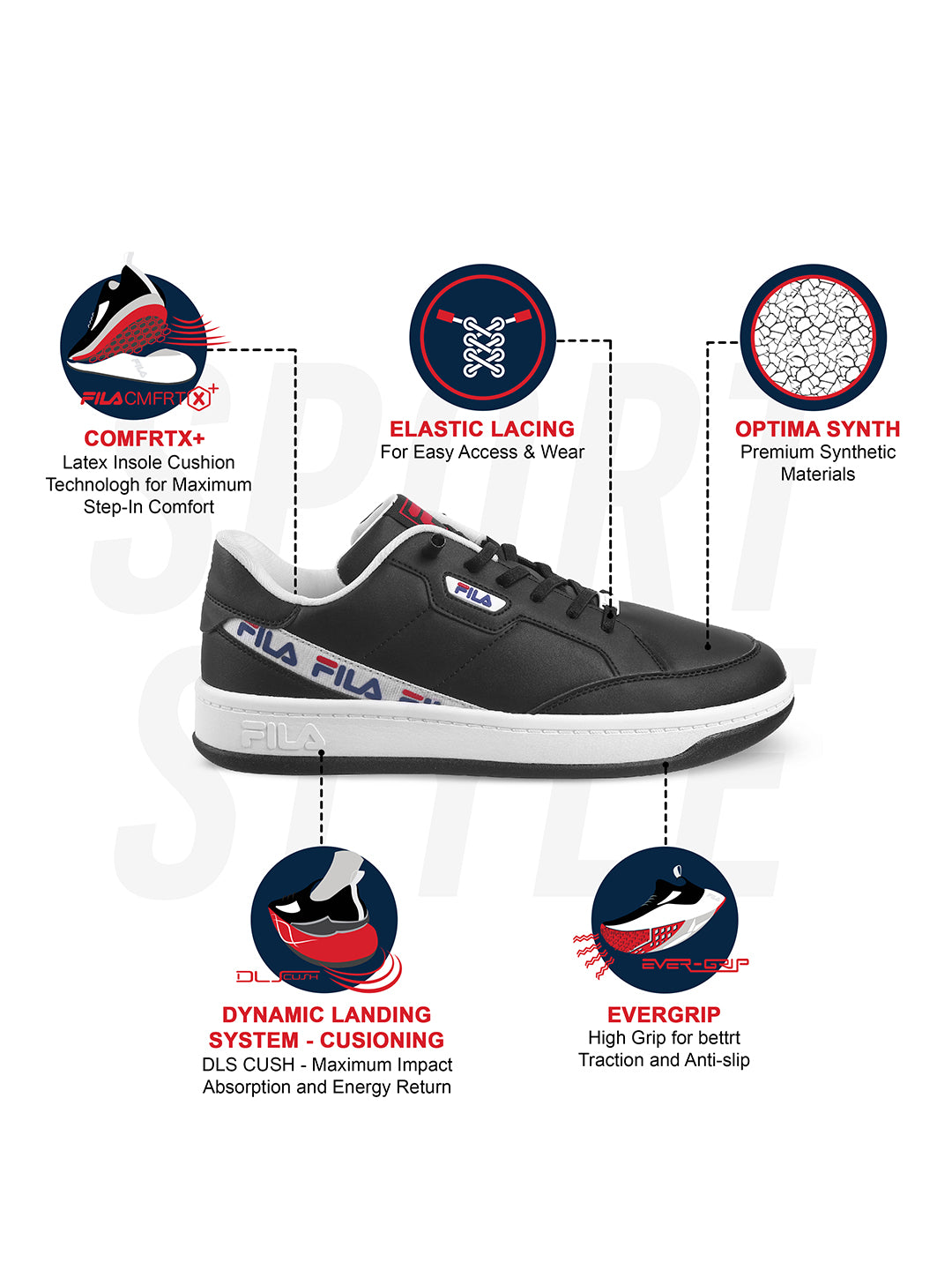 Fila Mens Remy Black Sneakers
