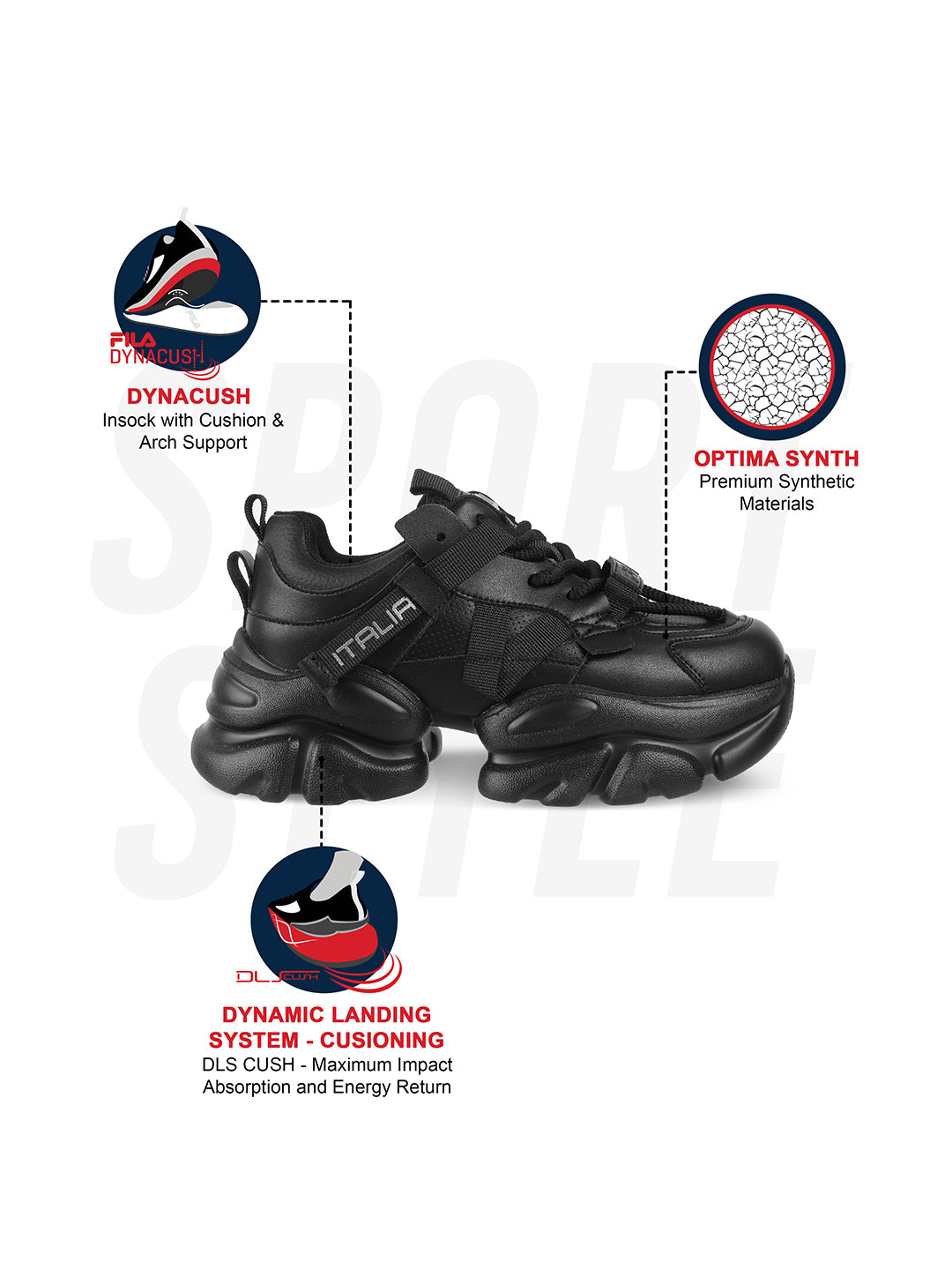 Fila Womens Envi Halli Black Sneakers
