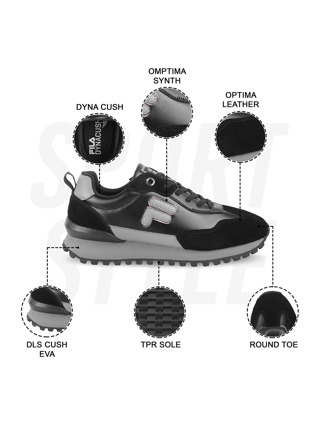 Fila Mens Retro-Jo Reflect Black Sneakers