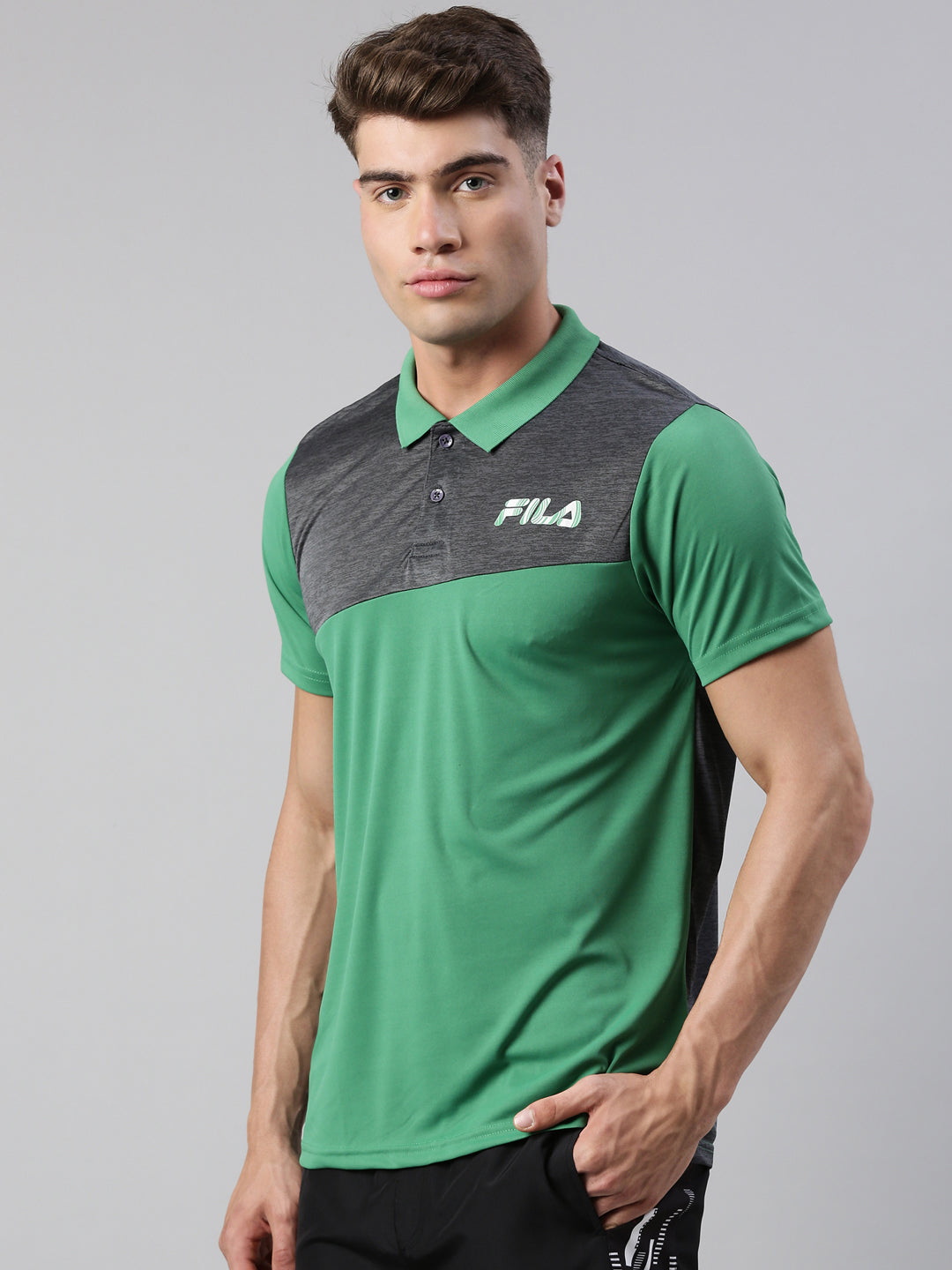 Fila Black Zafir Men's Cut and Sew Polo