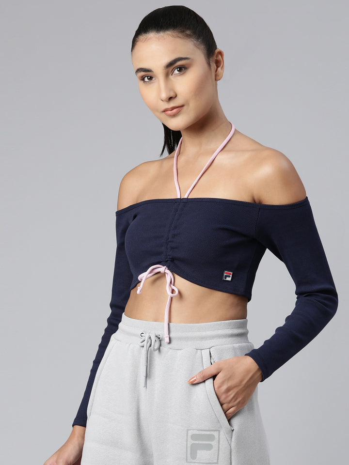 Fila Purple Frankie Women's Full Sleeve Crop Top