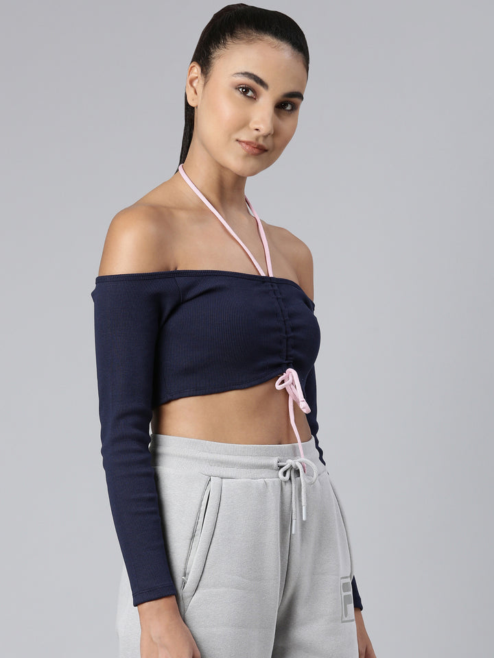 Fila Purple Frankie Women's Full Sleeve Crop Top