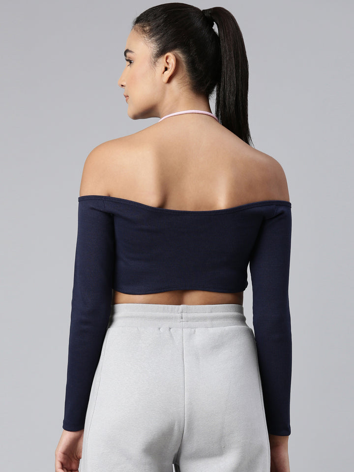 Fila Purple Frankie Women's Full Sleeve Crop Top