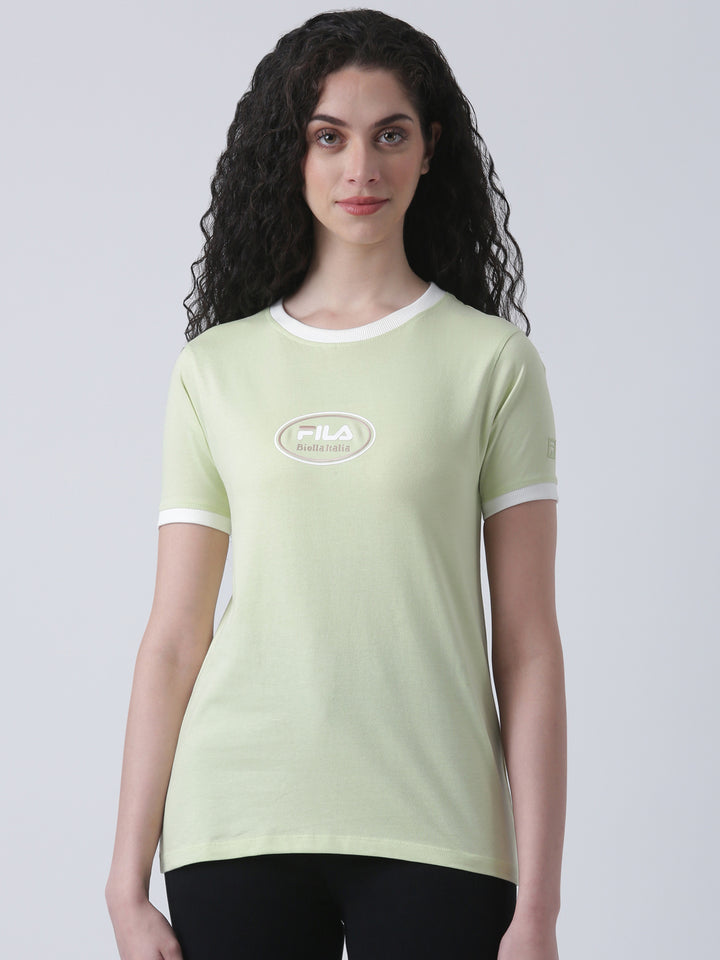 Fila Women Light Green T-Shirt Slim Fit