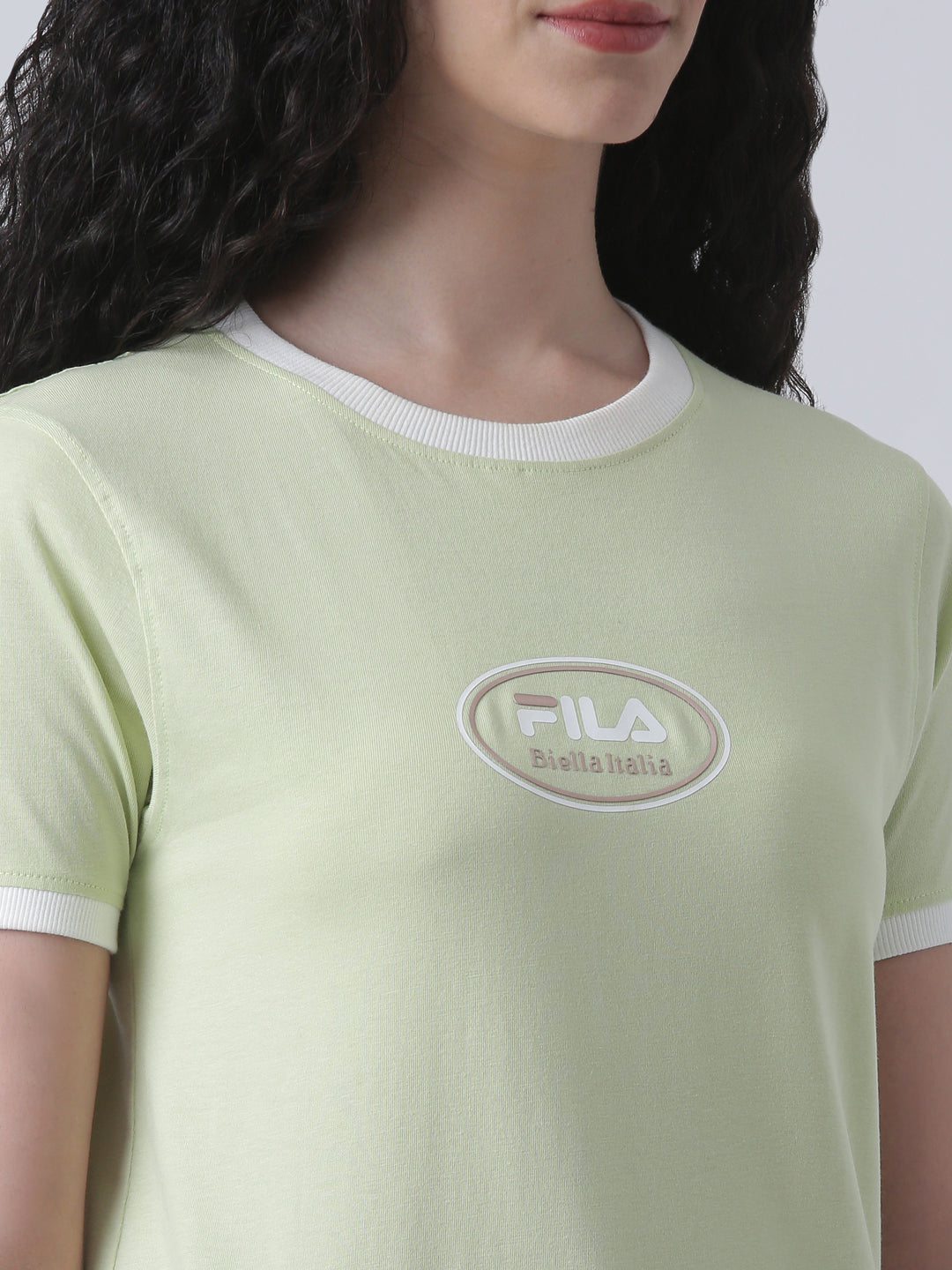 Fila Women Light Green T-Shirt Slim Fit