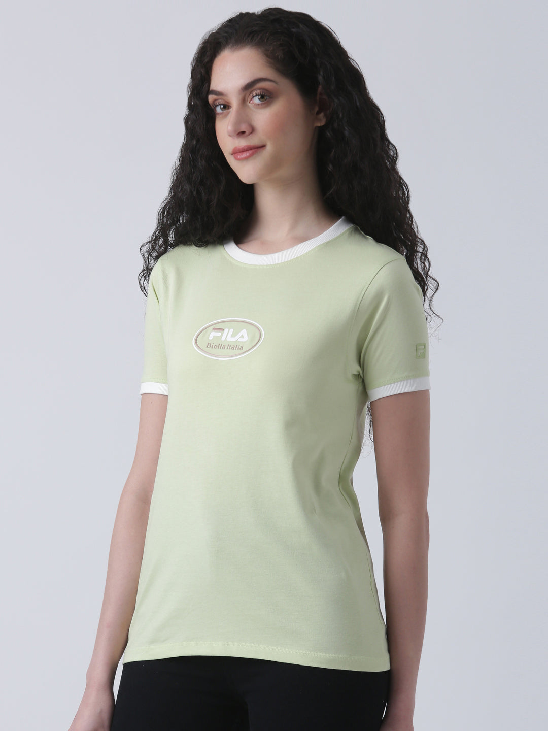 Fila Women Light Green T-Shirt Slim Fit