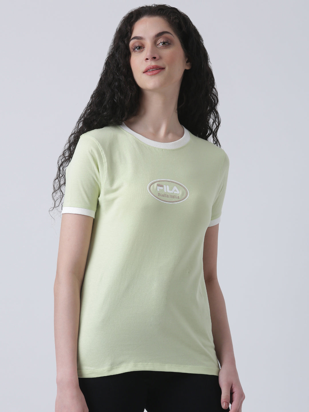 Fila Women Light Green T-Shirt Slim Fit