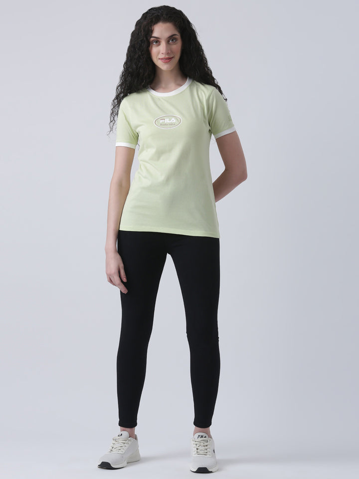 Fila Women Light Green T-Shirt Slim Fit