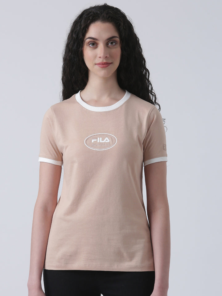 Fila Women Peach T-Shirt Slim Fit