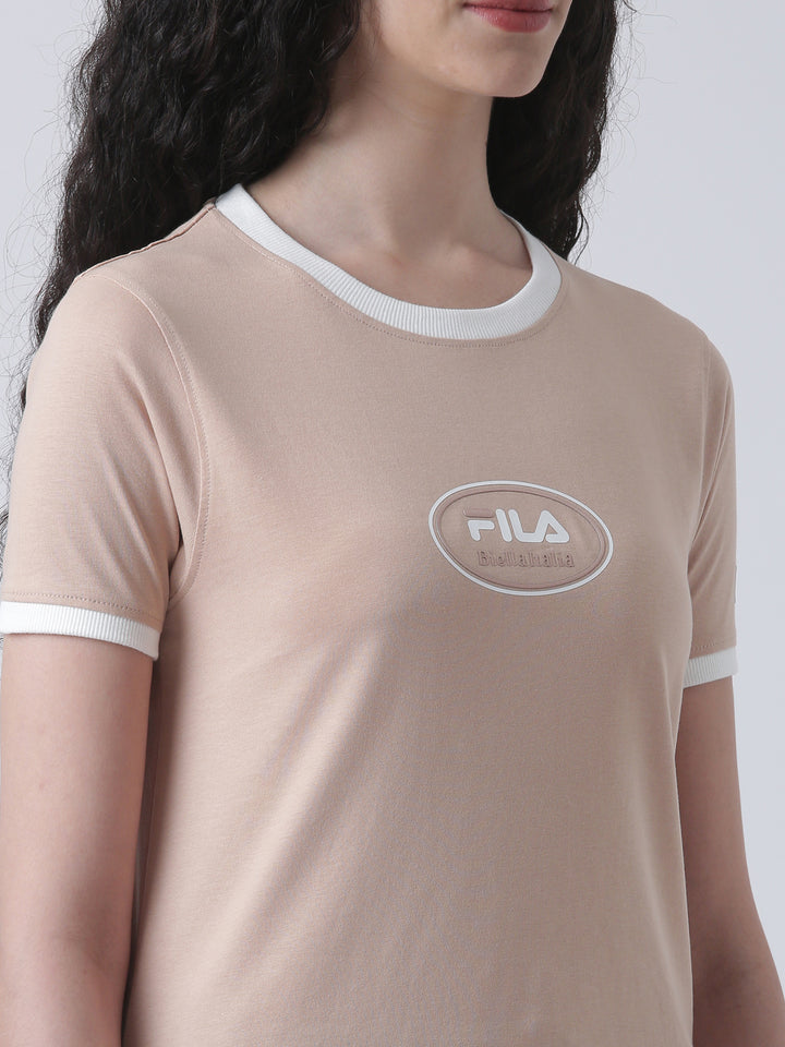 Fila Women Peach T-Shirt Slim Fit