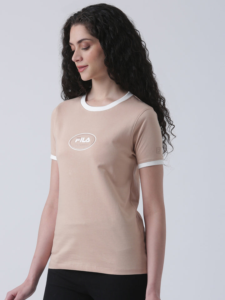 Fila Women Peach T-Shirt Slim Fit
