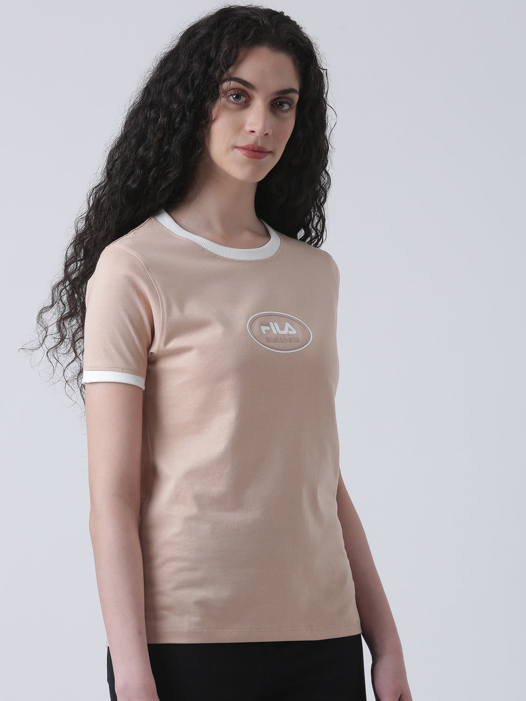 Fila Women Peach T-Shirt Slim Fit