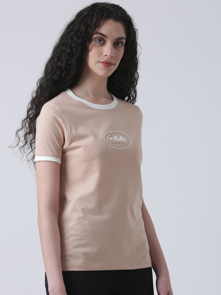 Fila Women Peach T-Shirt Slim Fit
