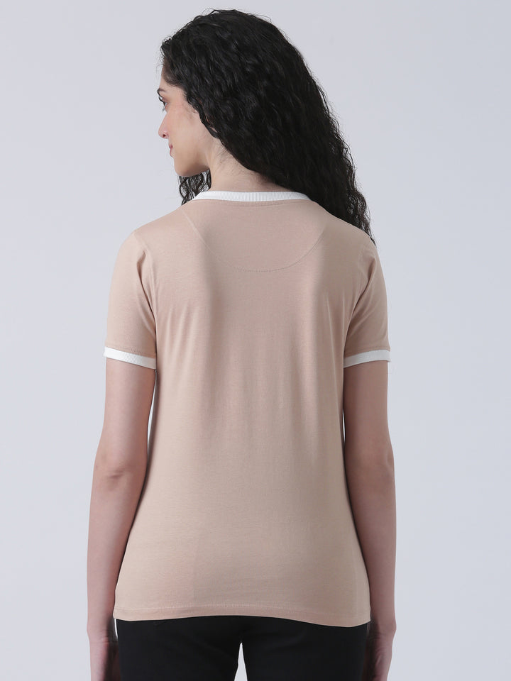 Fila Women Peach T-Shirt Slim Fit