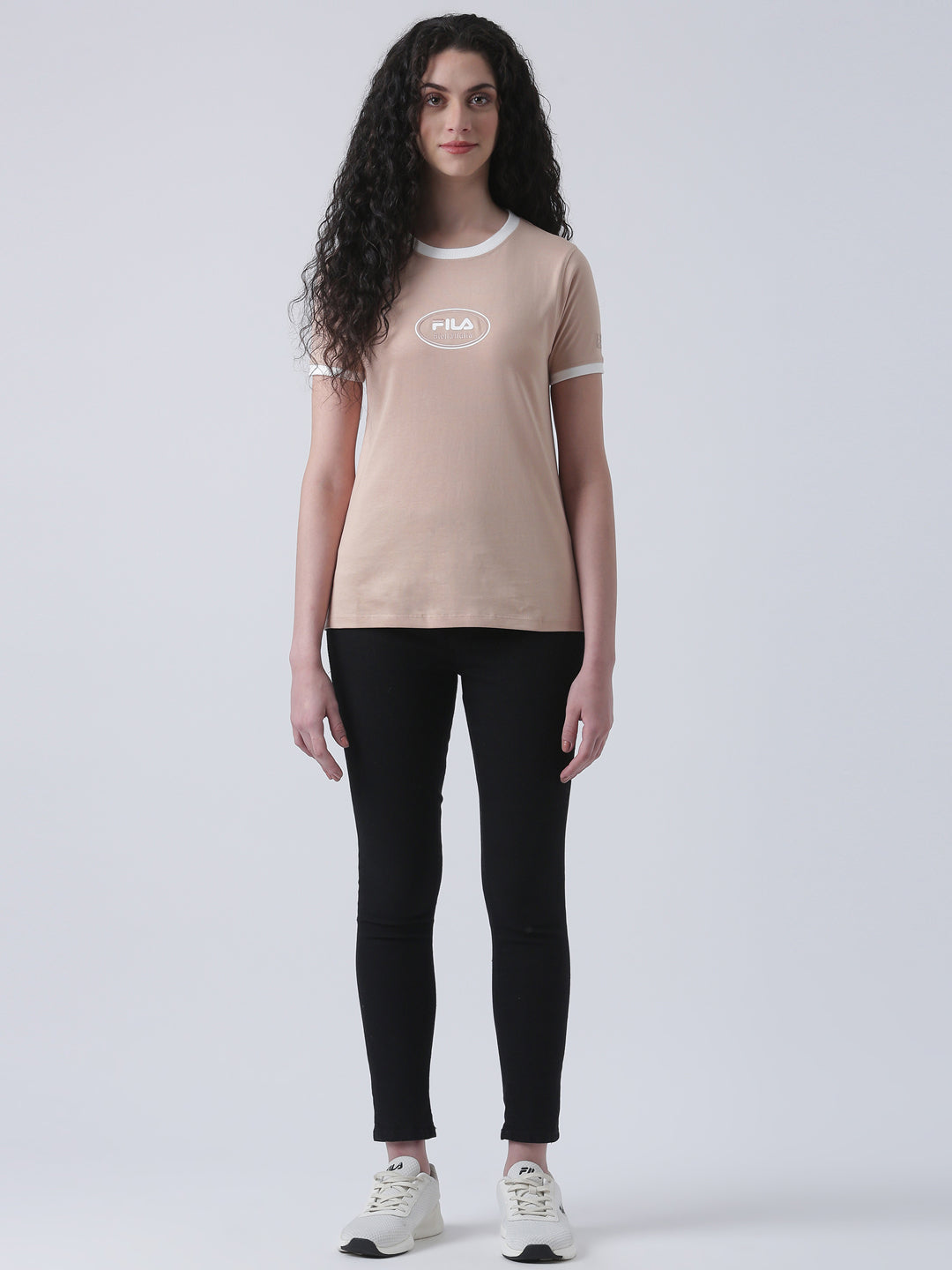 Fila Women Peach T-Shirt Slim Fit
