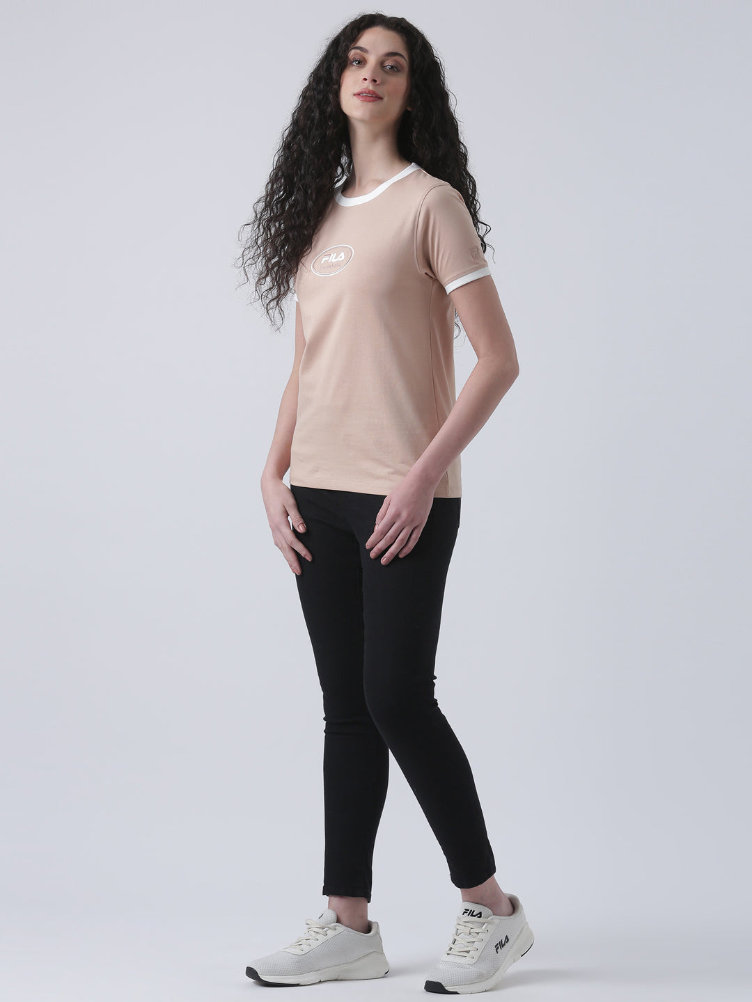 Fila Women Peach T-Shirt Slim Fit