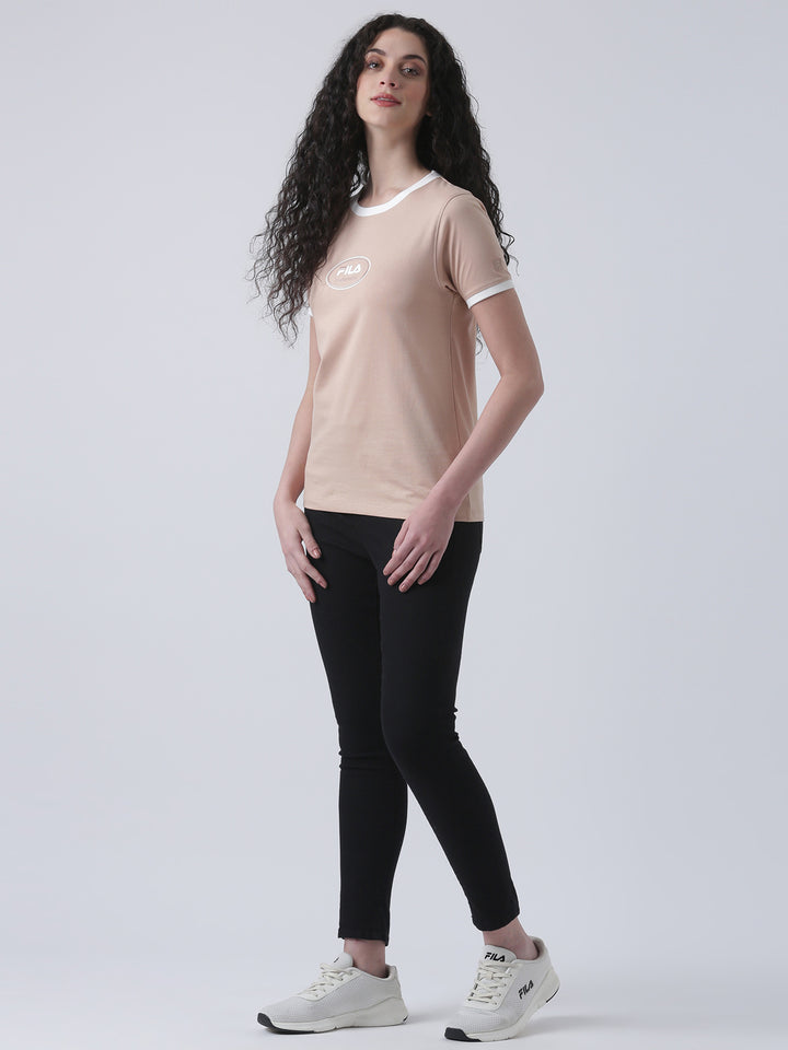 Fila Women Peach T-Shirt Slim Fit