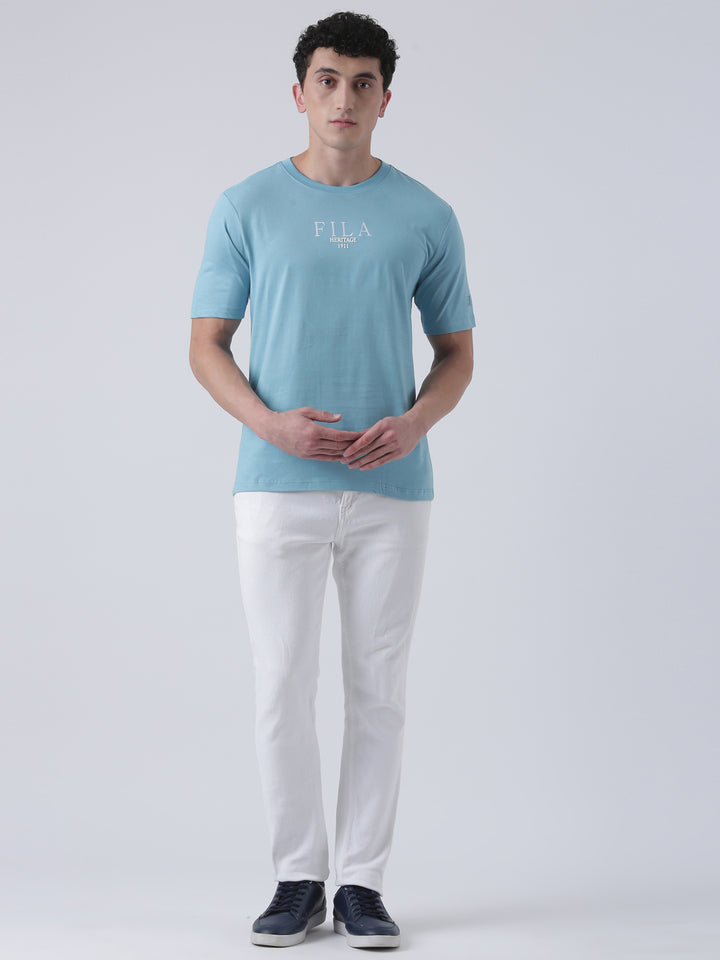 Fila Men Sky Blue T-Shirt Relaxed Fit