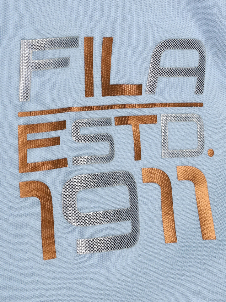 Fila Women Ice Blue Top & T-Shirt Boxy Loose Fit