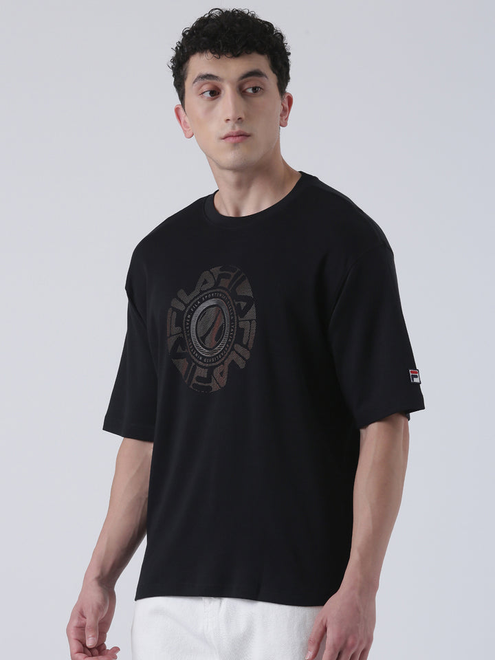 Fila Men Black T-Shirt Loose Fit