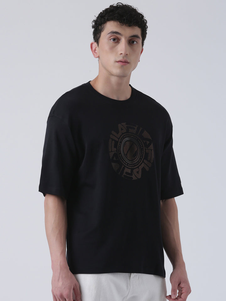 Fila Men Black T-Shirt Loose Fit