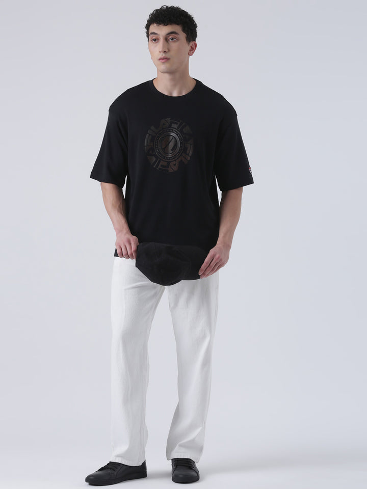 Fila Men Black T-Shirt Loose Fit