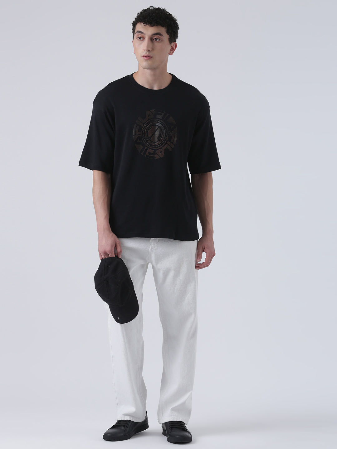 Fila Men Black T-Shirt Loose Fit