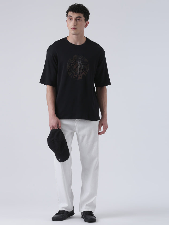 Fila Men Black T-Shirt Loose Fit