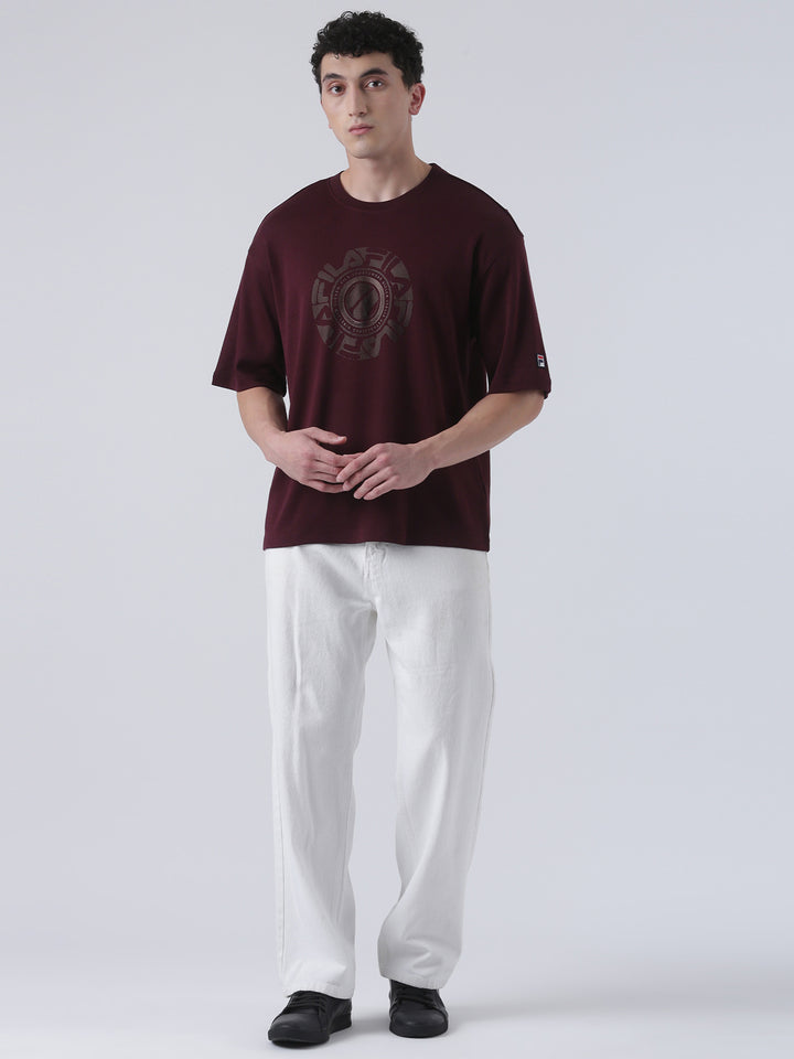 Fila Men Wine T-Shirt Loose Fit