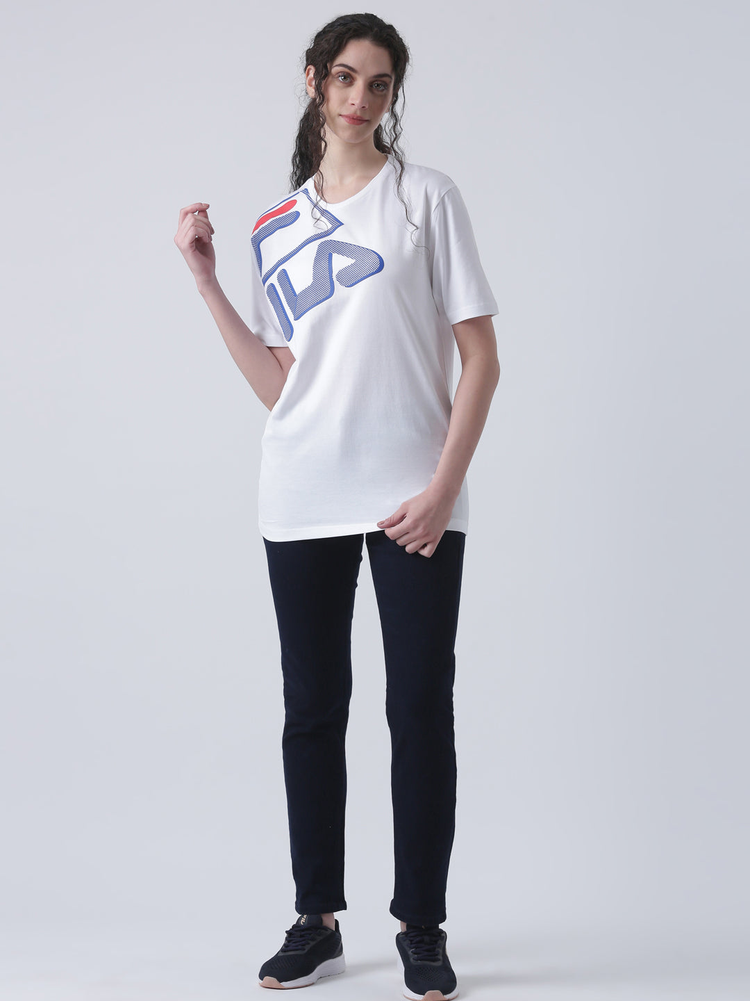 Fila Unisex White T-Shirt Relaxed Fit