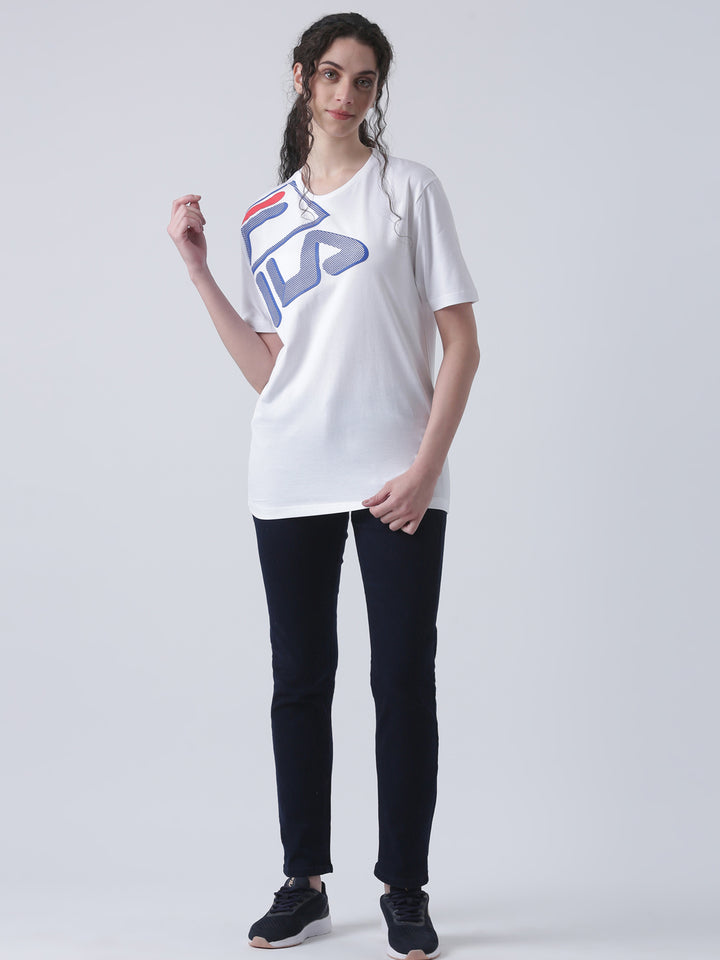 Fila Unisex White T-Shirt Relaxed Fit