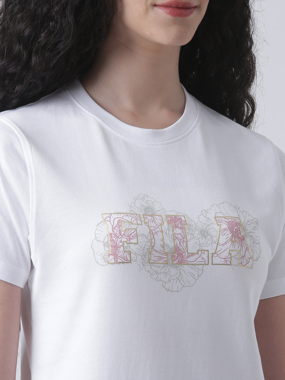 Fila Women White T-Shirt Relaxed Fit