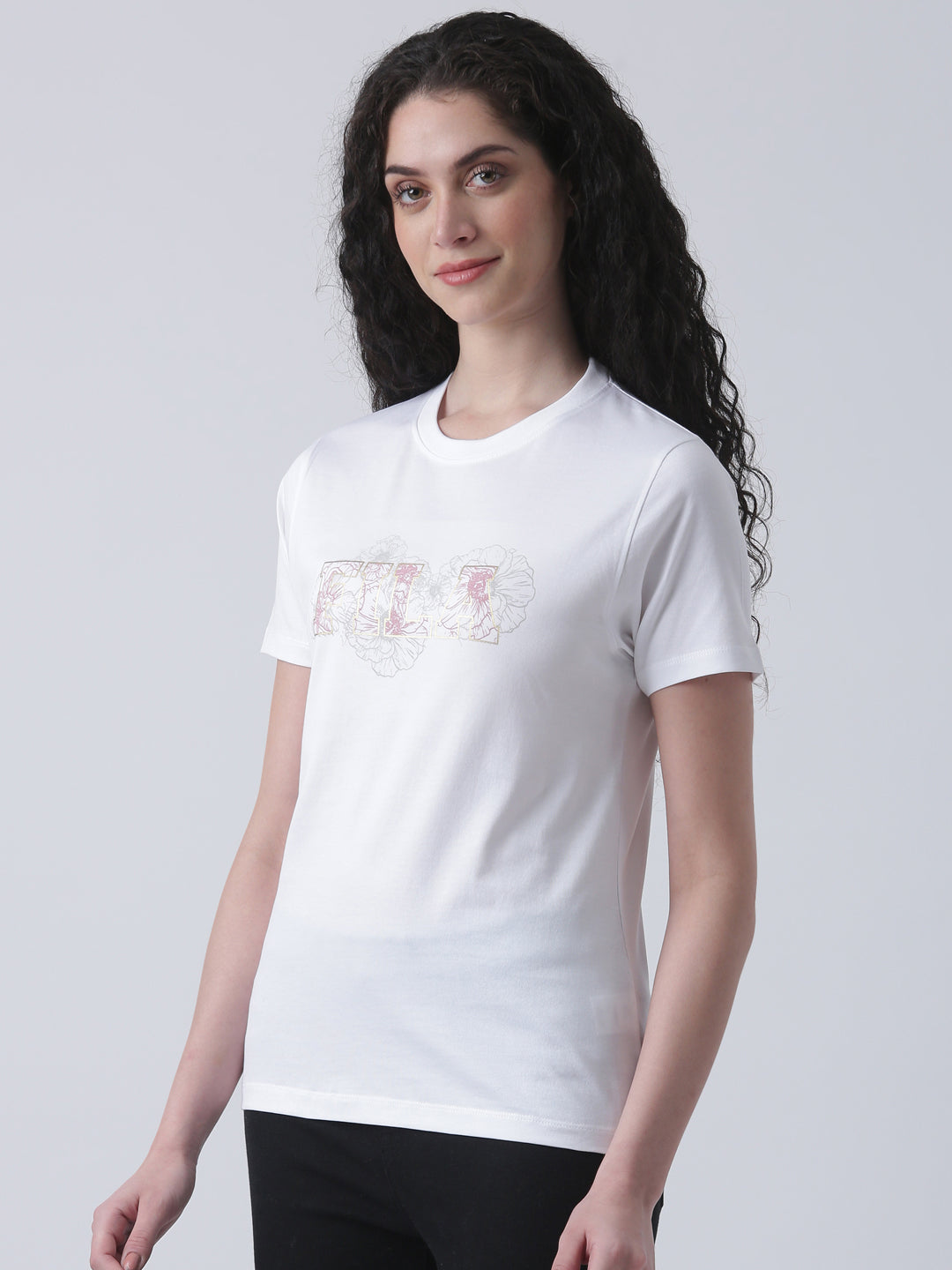 Fila Women White T-Shirt Relaxed Fit