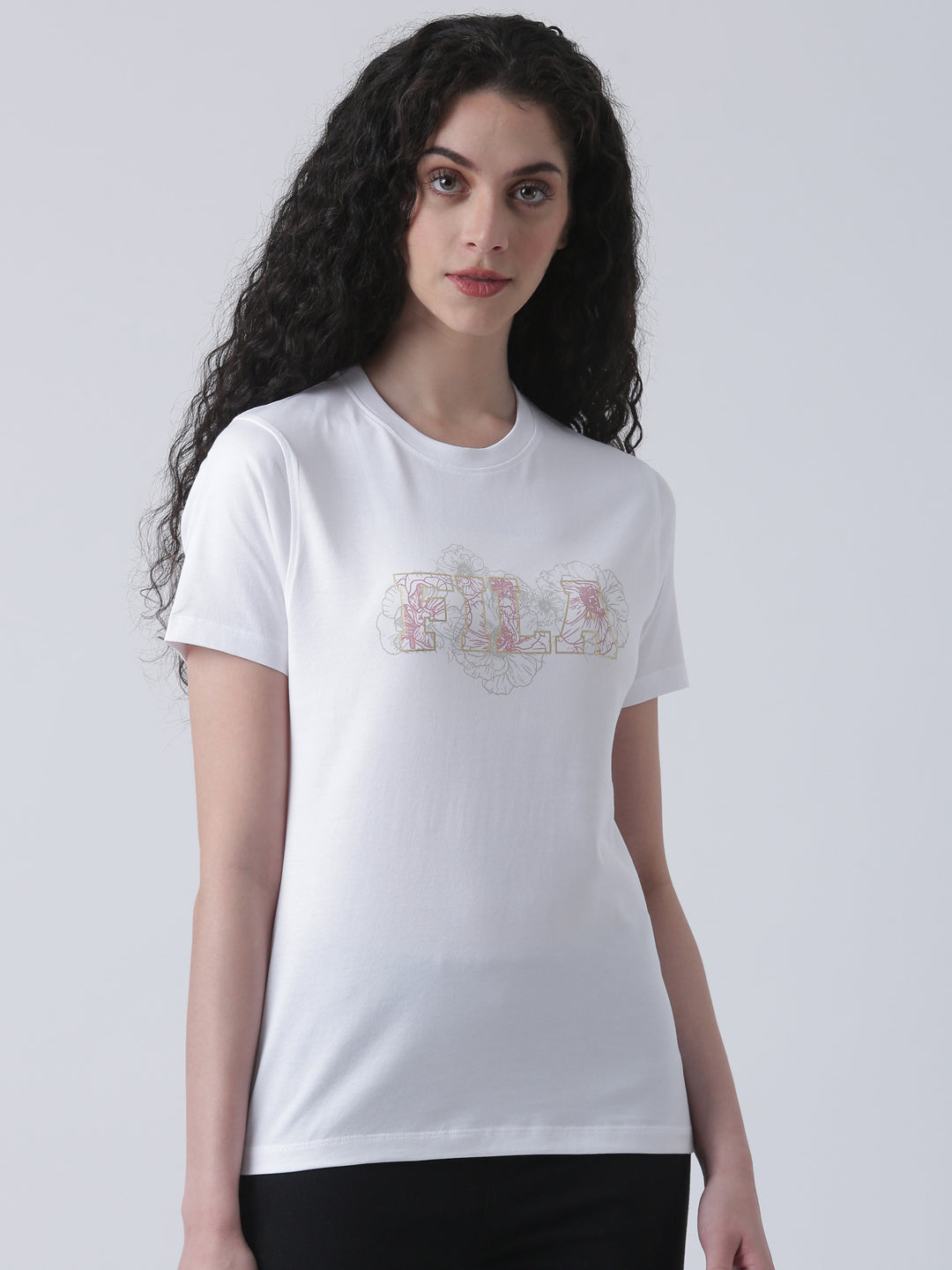 Fila Women White T-Shirt Relaxed Fit