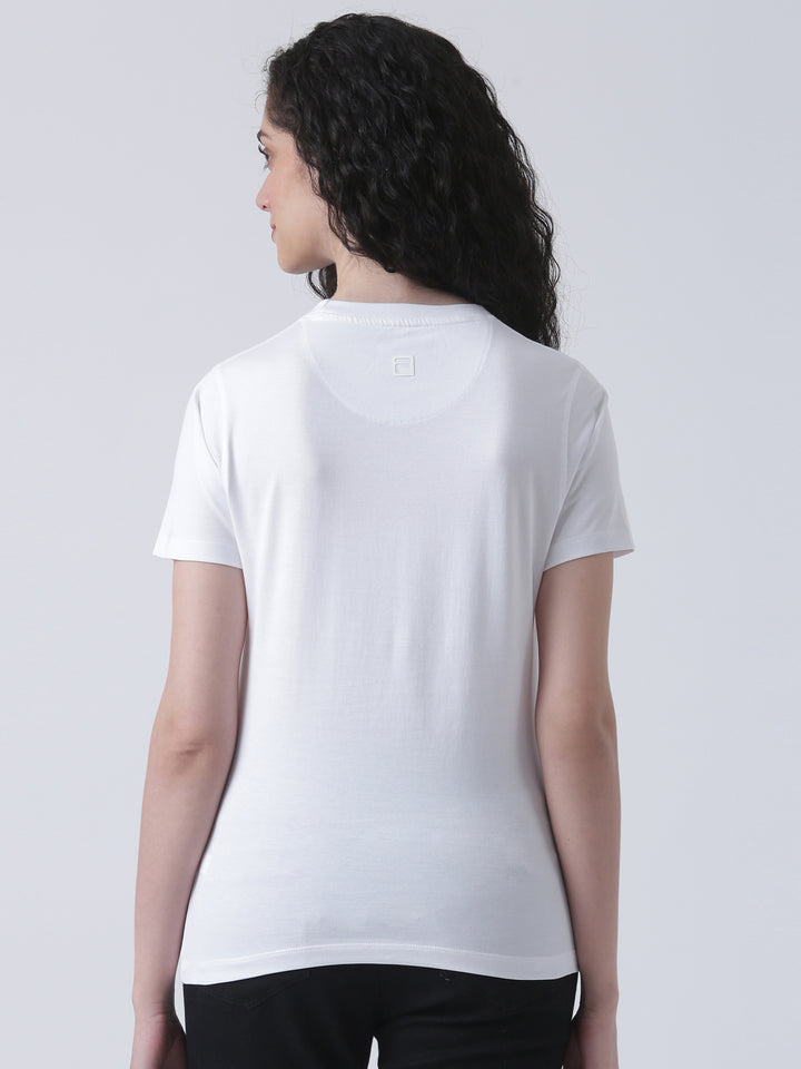 Fila Women White T-Shirt Relaxed Fit