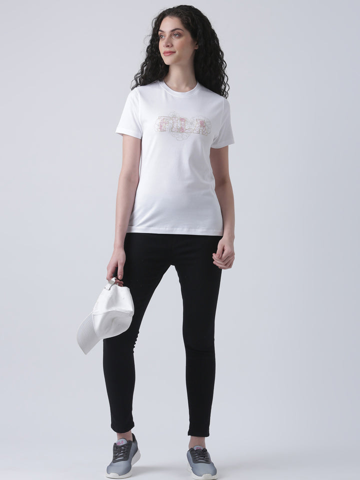 Fila Women White T-Shirt Relaxed Fit