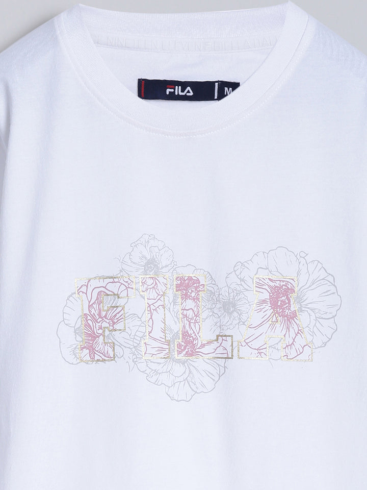 Fila Women White T-Shirt Relaxed Fit