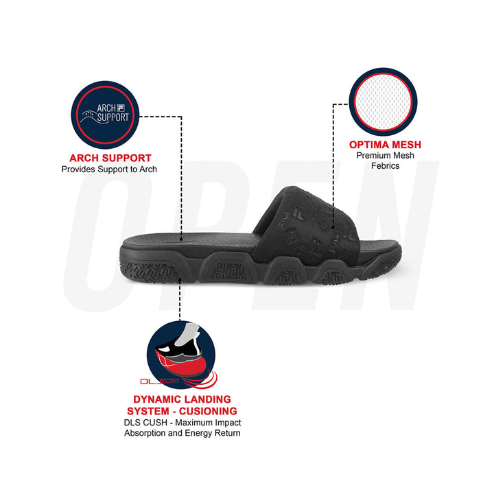 Fila Unisex Candor Black Sliders