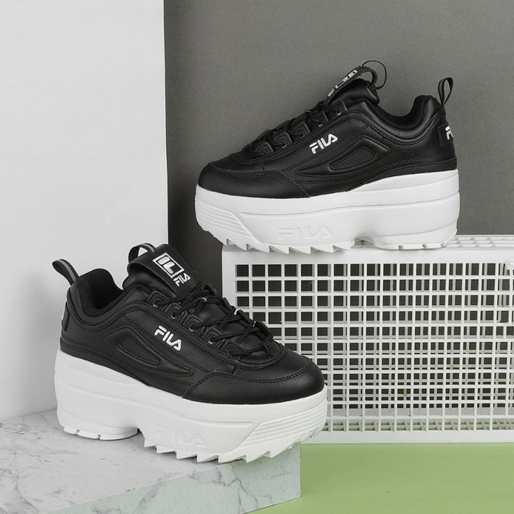 Fila Womens Disruptor II Wedge Black Sneakers