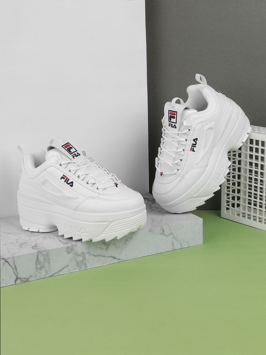 Fila Womens Disruptor II Wedge White Sneakers
