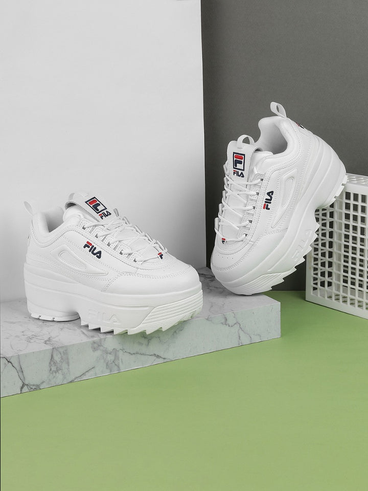 Fila Womens Disruptor II Wedge White Sneakers