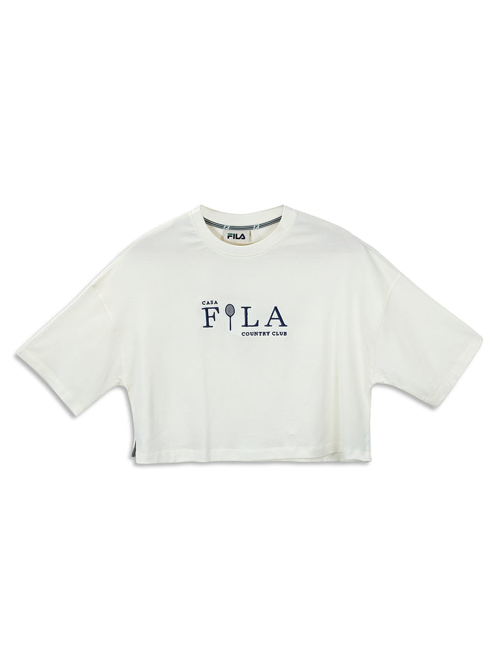 Fila Women Off White Seles Crop Top