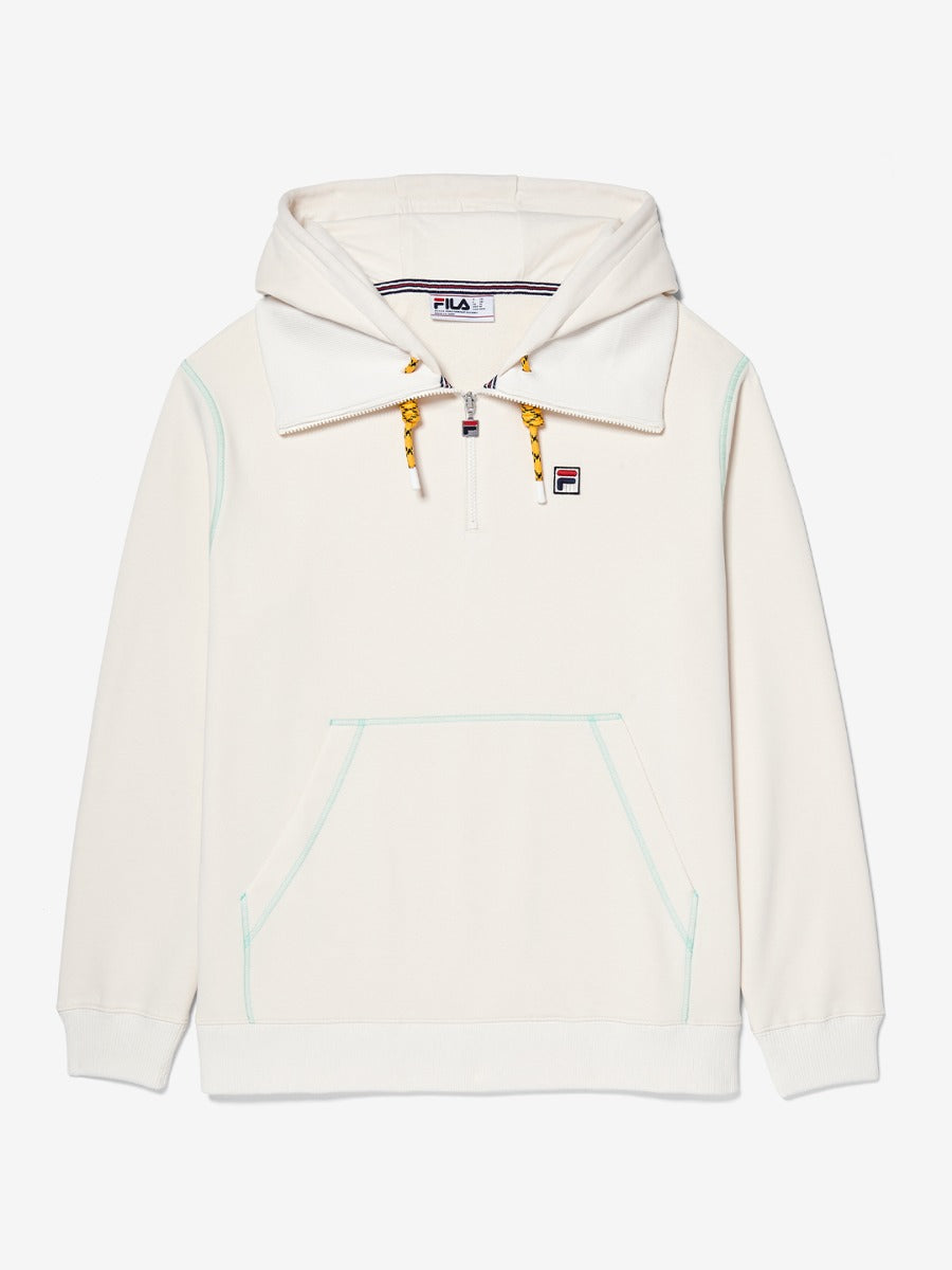 Unisex Half Zip Hoodie With High Neck Detail