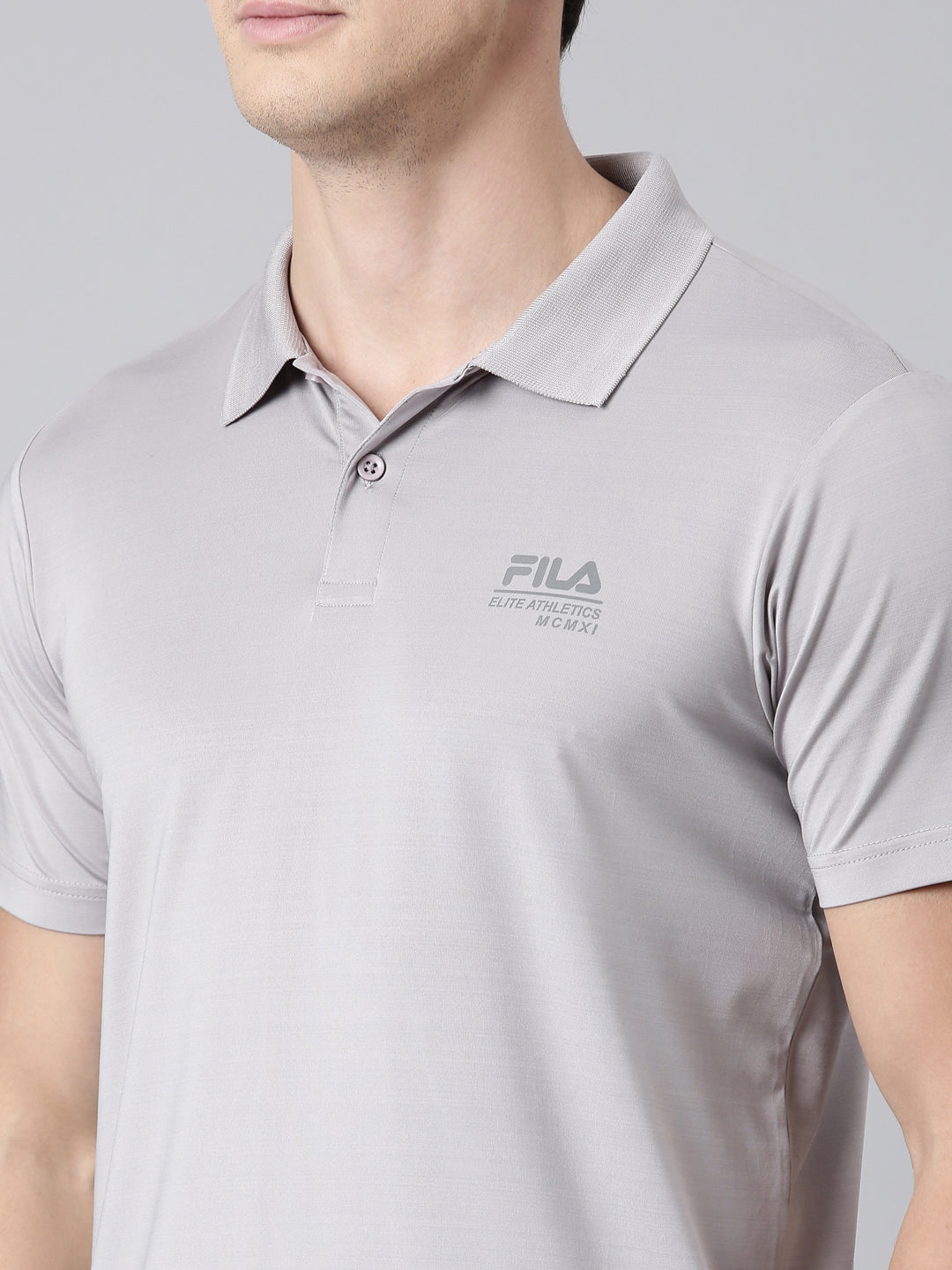 Men Grey Polo Collar T-Shirts Regular Fit