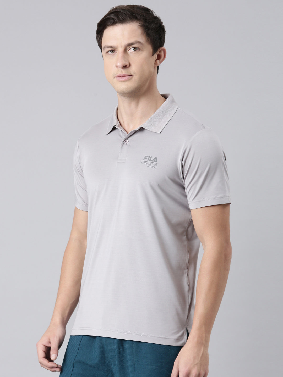 Men Grey Polo Collar T-Shirts Regular Fit
