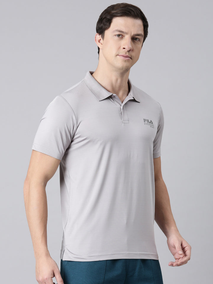 Men Grey Polo Collar T-Shirts Regular Fit
