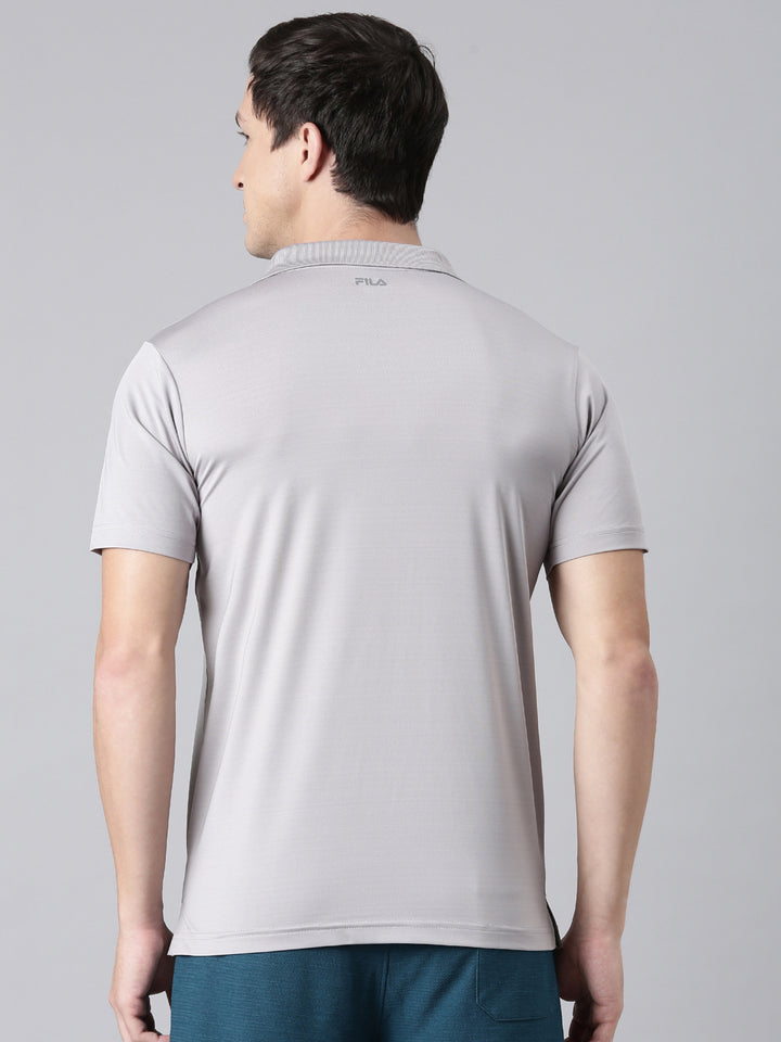 Men Grey Polo Collar T-Shirts Regular Fit