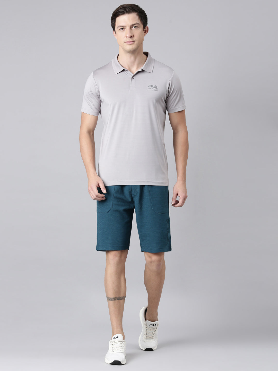 Men Grey Polo Collar T-Shirts Regular Fit