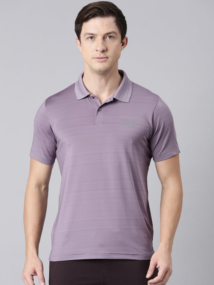Fila Men Purple Polo Collar T-Shirts Regular Fit